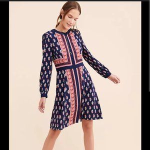 Gal Meets Glam Woodblock Print midi dress, US 8